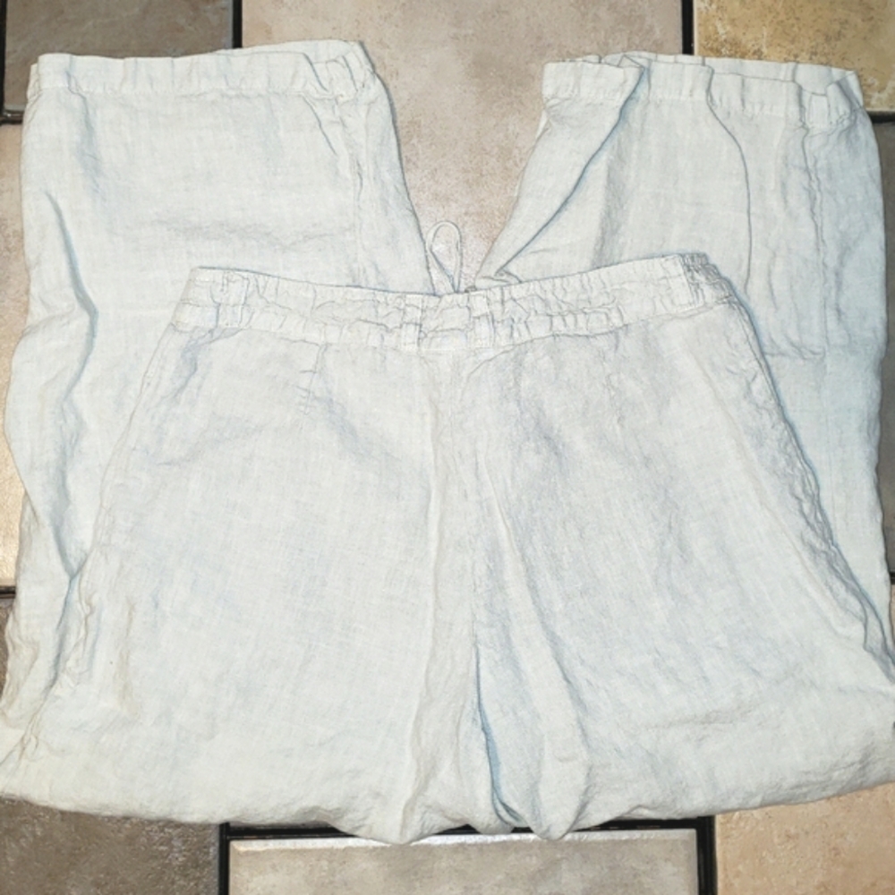 CP Shades Linen High Waisted Embroidered Wide Leg Cropped Pants - Picture 5 of 12